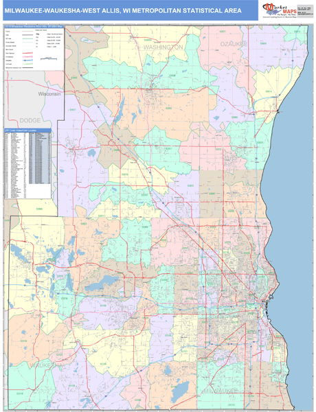 Milwaukee-Waukesha-West Allis Metro Area Wall Map